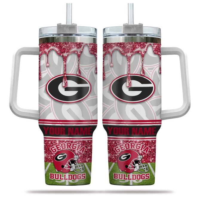 Georgia Bulldogs Ncaa Glitter Custom Stanley Quencher 40Oz Stainless Steel Tumbler With Handle - Image 5