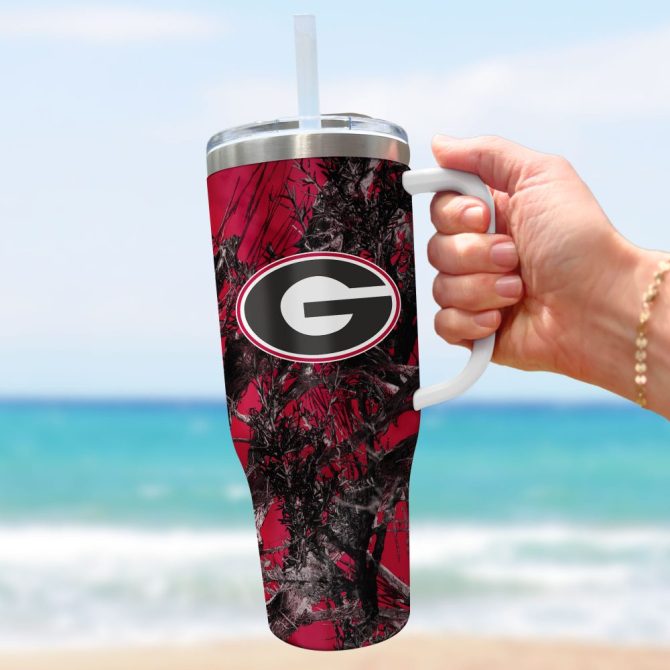 Georgia Bulldogs Ncaa Hunting Custom Stanley Quencher 40Oz Stainless Steel Tumbler With Handle - Image 3