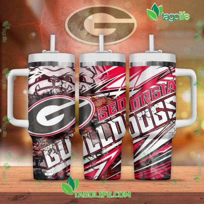 Georgia Bulldogs Ncaa Custom Stanley Quencher 40Oz Stainless Steel Tumbler With Handle