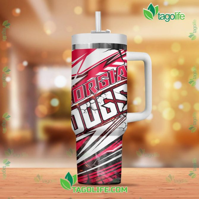 Georgia Bulldogs Ncaa Custom Stanley Quencher 40Oz Stainless Steel Tumbler With Handle - Image 4