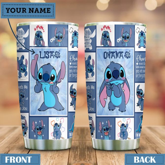 Personalized Stitch Tumbler - Custom Name , Ohana Design , Insulated Travel Mug , Gift For Disney Fans , 20 Oz Stainless Steel Cup