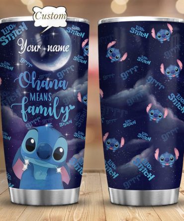 Custom Lilo & Stitch Tumbler - Ohana Means Family Design, Personalized Gift, 20Oz Stainless Steel Cup, Insulated Drinkware