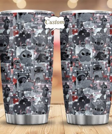 Personalized Stitch Tumbler – Custom Name Floral Design Gift For Stitch Fans