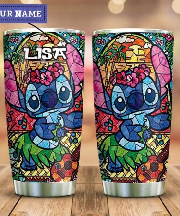 Personalized Cartoon Tumbler 20Oz - Colorful Stained Glass Design, Custom Name Gift