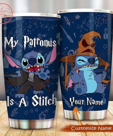 Customizable Stitch Tumbler - My Patronus Design , Personalized Name , Insulated Travel Mug , Gift For Fans