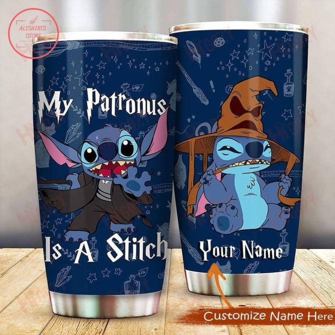 Customizable Stitch Tumbler - My Patronus Design , Personalized Name , Insulated Travel Mug , Gift For Fans