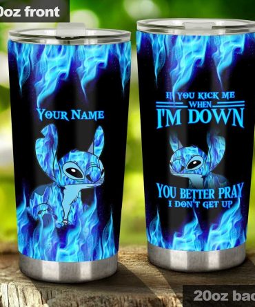 20Oz Personalized Blue Flame Tumbler - Custom Name, Inspirational Quote, Stainless Steel Travel Mug