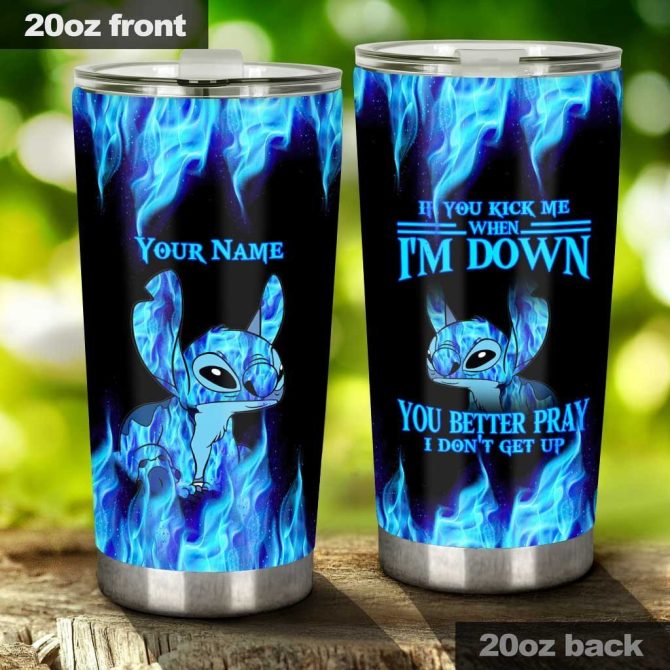 20Oz Personalized Blue Flame Tumbler - Custom Name, Inspirational Quote, Stainless Steel Travel Mug