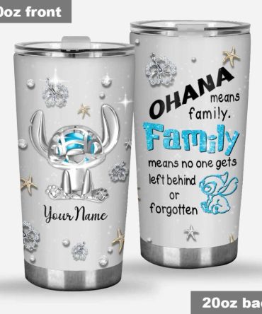 Personalized 20Oz Tumbler - Ohana Means Family Design, Stainless Steel Insulated Travel Mug, Custom Name, Gift For Fans