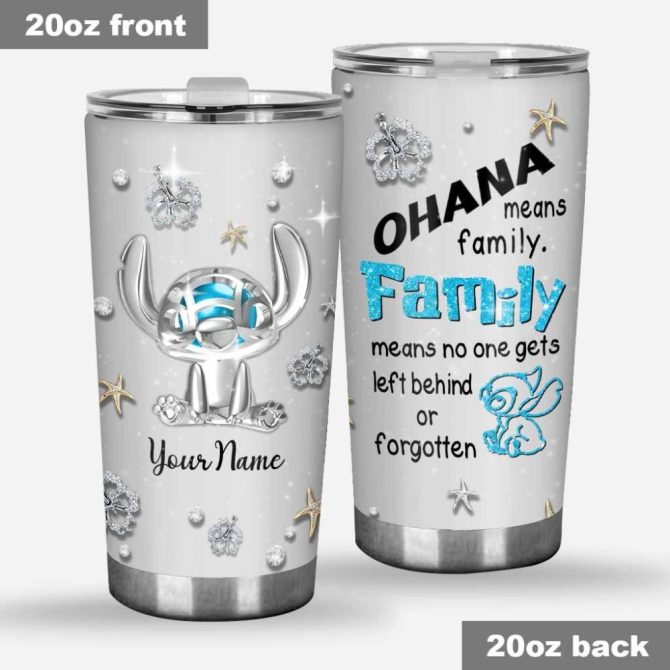 Personalized 20Oz Tumbler - Ohana Means Family Design, Stainless Steel Insulated Travel Mug, Custom Name, Gift For Fans