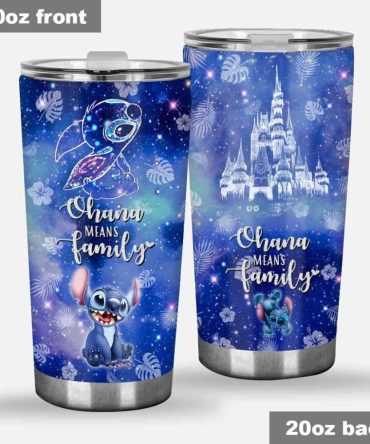 20Oz Tumbler - Ohana Means Family Design - Insulated Travel Mug With Lid - Cute Galaxy Castle Print - Perfect Gift For Fans
