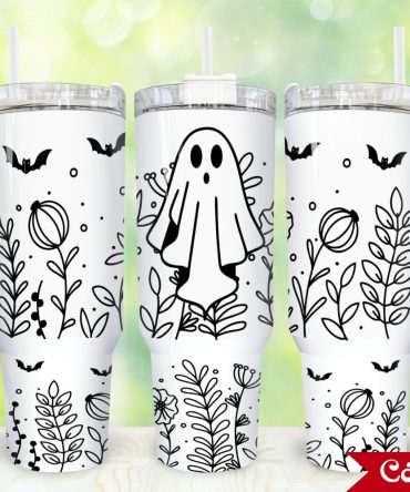 Ghost Wildflowers Custom Stanley Quencher 40Oz Stainless Steel Tumbler With Handle