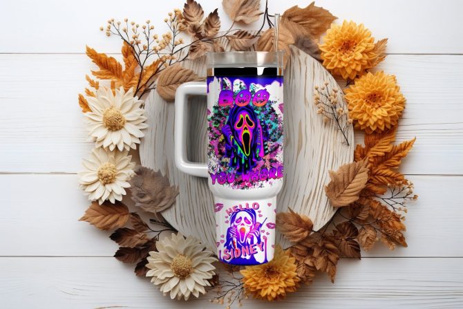 Ghostface Scream Movies Custom Stanley Quencher 40Oz Stainless Steel Tumbler With Handle - Image 2