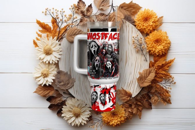 Ghostface Scream Movies Custom Stanley Quencher 40Oz Stainless Steel Tumbler With Handle - Image 2