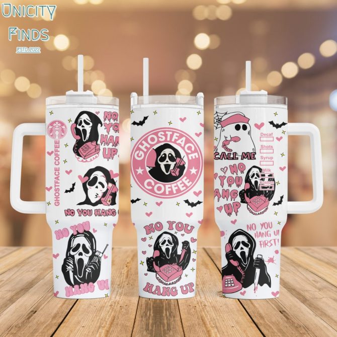 Ghostface Scream Movies Custom Stanley Quencher 40Oz Stainless Steel Tumbler With Handle