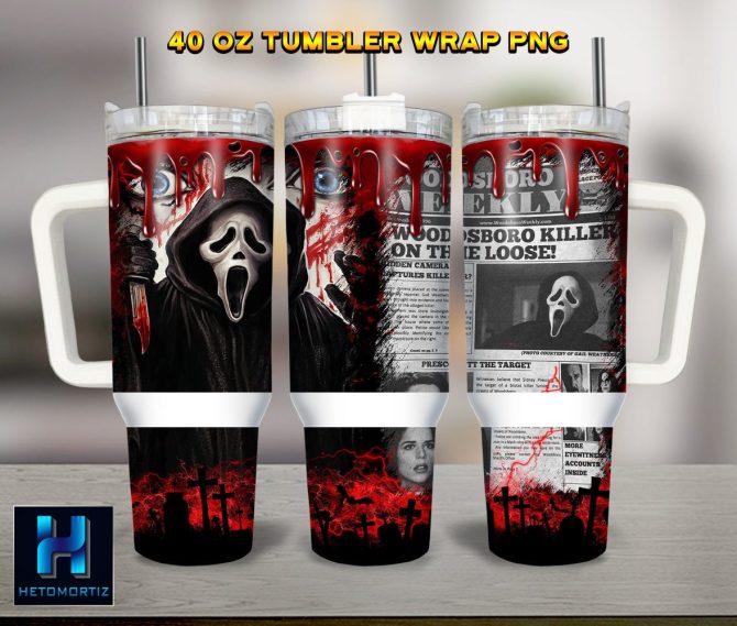 Ghostface Scream Movies Custom Stanley Quencher 40Oz Stainless Steel Tumbler With Handle