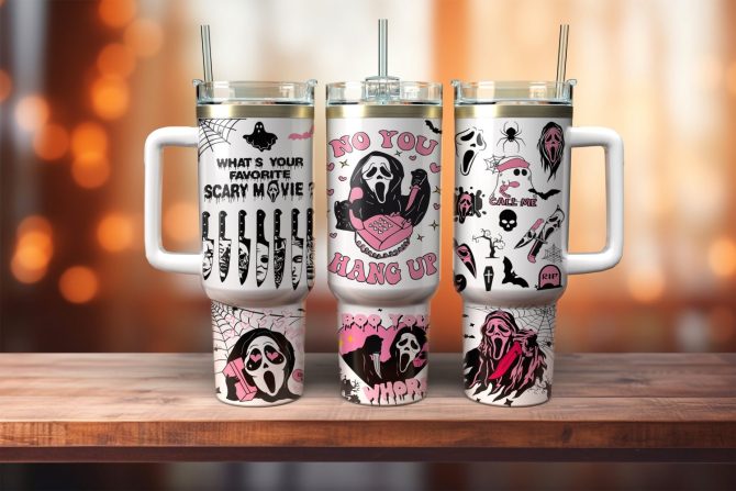Ghostface Scream Movies Custom Stanley Quencher 40Oz Stainless Steel Tumbler With Handle