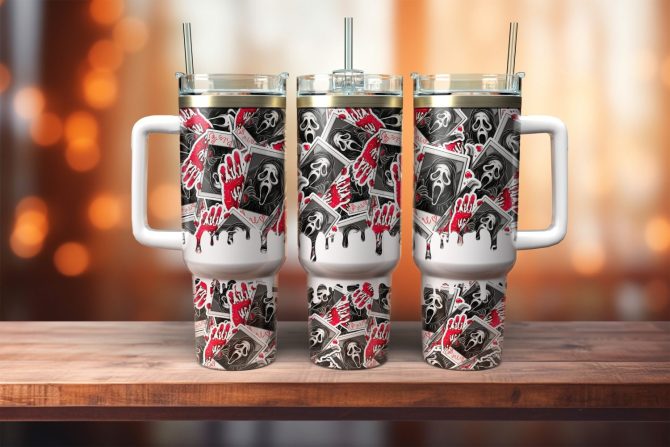 Ghostface Scream Movies Custom Stanley Quencher 40Oz Stainless Steel Tumbler With Handle
