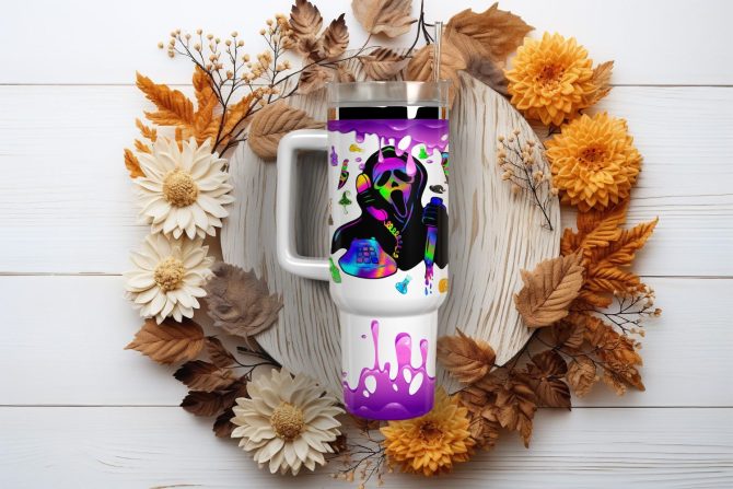 Ghostface Scream Movies Custom Stanley Quencher 40Oz Stainless Steel Tumbler With Handle - Image 2
