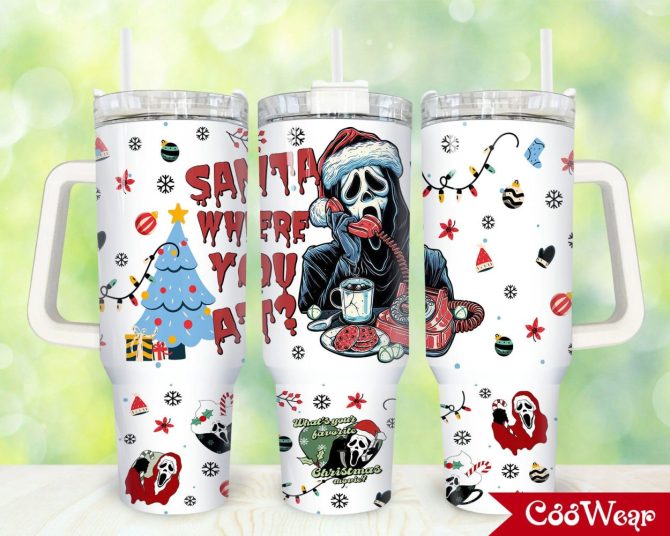 Ghostface Scream Movies Custom Stanley Quencher 40Oz Stainless Steel Tumbler With Handle