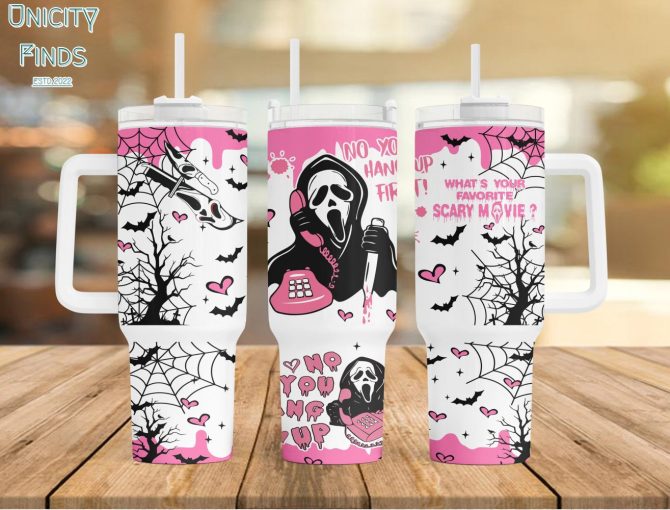 Ghostface Scream Movies Custom Stanley Quencher 40Oz Stainless Steel Tumbler With Handle
