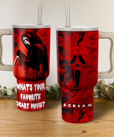Ghostface Scream Movies Custom Stanley Quencher 40Oz Stainless Steel Tumbler With Handle