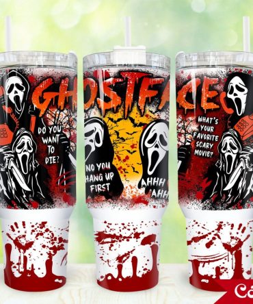 Ghostface Scream Movies Custom Stanley Quencher 40Oz Stainless Steel Tumbler With Handle