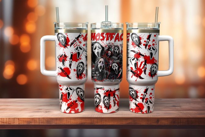 Ghostface Scream Movies Custom Stanley Quencher 40Oz Stainless Steel Tumbler With Handle