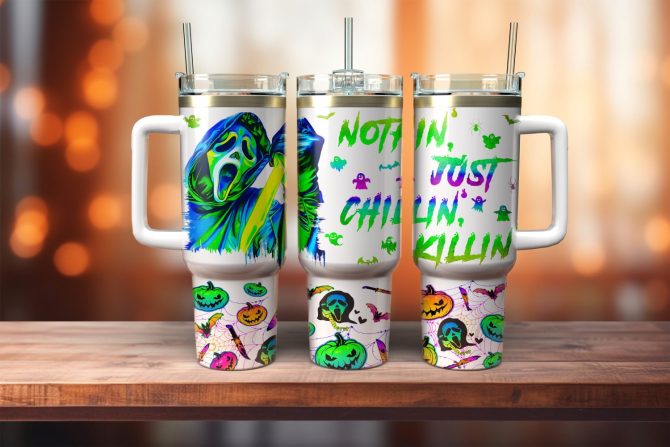 Ghostface Scream Movies Custom Stanley Quencher 40Oz Stainless Steel Tumbler With Handle - Image 2