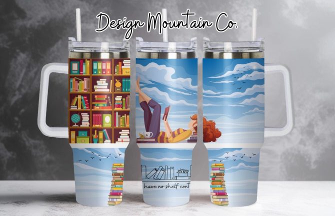 Girl With Books Custom Stanley Quencher 40Oz Stainless Steel Tumbler With Handle