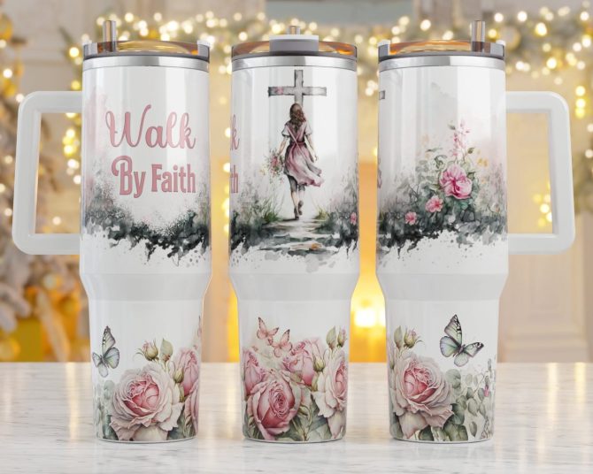 Girl With Flowers Custom Stanley Quencher 40Oz Stainless Steel Tumbler With Handle