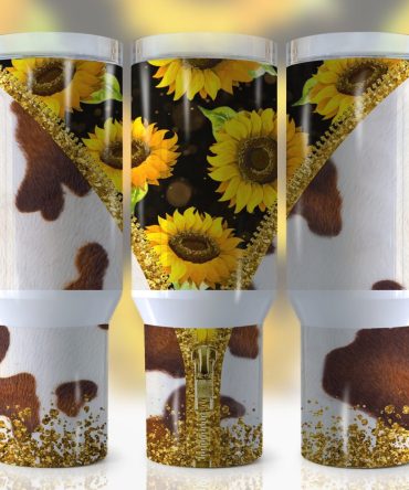Glitter Cowhide Custom Stanley Quencher 40Oz Stainless Steel Tumbler With Handle