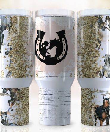 Glitter Horse Custom Stanley Quencher 40Oz Stainless Steel Tumbler With Handle