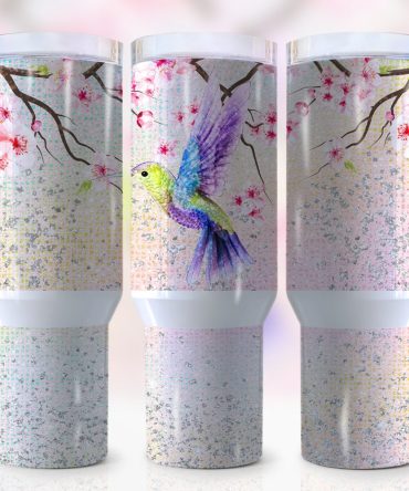 Glitter Hummingbird Custom Stanley Quencher 40Oz Stainless Steel Tumbler With Handle