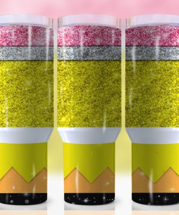 Glitter Pencil Back To School Custom Stanley Quencher 40Oz Stainless Steel Tumbler With Handle