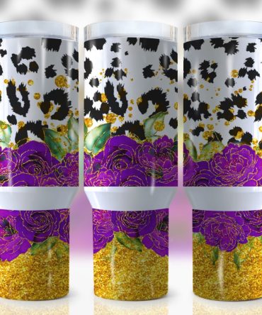 Glitter Roses Custom Stanley Quencher 40Oz Stainless Steel Tumbler With Handle
