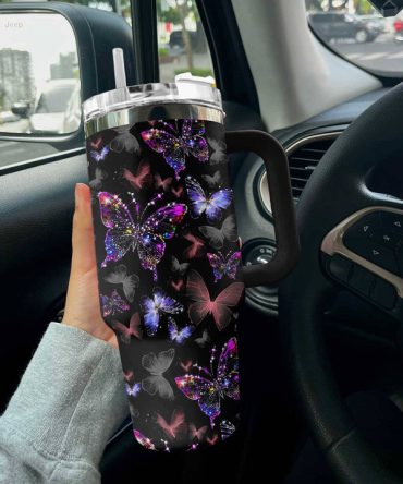 Glowing Butterfly Custom Stanley Quencher 40Oz Stainless Steel