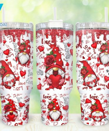 Gnomes Valentines Custom Stanley Quencher 40Oz Stainless Steel Tumbler With Handle