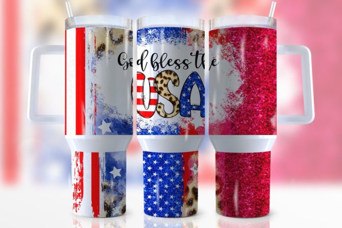 God Bless Usa Custom Stanley Quencher 40Oz Stainless Steel Tumbler With Handle