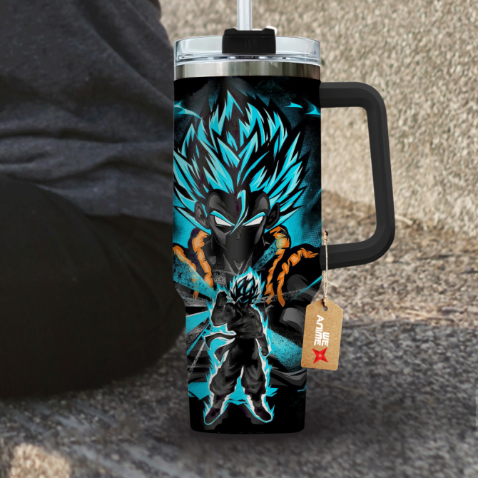Gogeta Dragon Ball Anime Custom Stanley Quencher 40Oz Stainless Steel Tumbler With Handle - Image 4