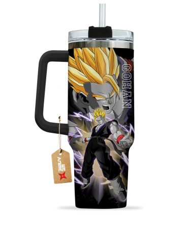 Gohan Adult Super Saiyan 2 Dragon Ball Anime Custom Stanley Quencher 40Oz Stainless Steel Tumbler With Handle