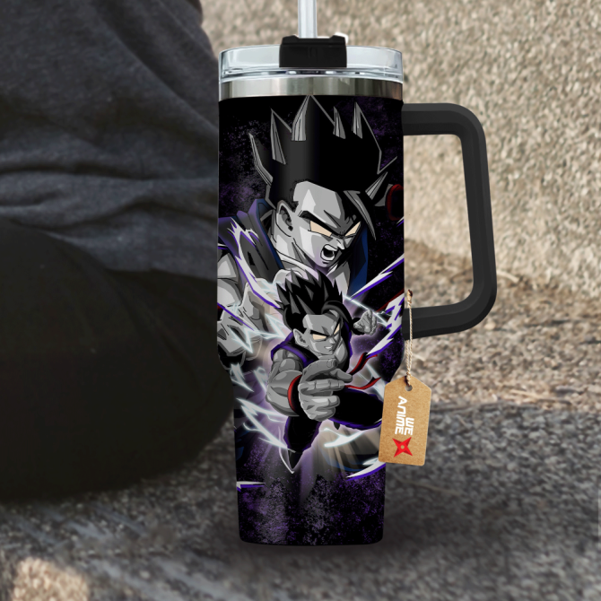 Gohan Dragon Ball Anime Custom Stanley Quencher 40Oz Stainless Steel Tumbler With Handle - Image 4