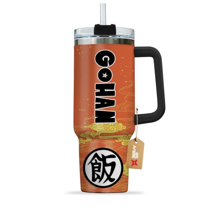 Gohan Kanji Symbol Dragon Ball Anime Custom Stanley Quencher 40Oz Stainless Steel Tumbler With Handle - Image 3