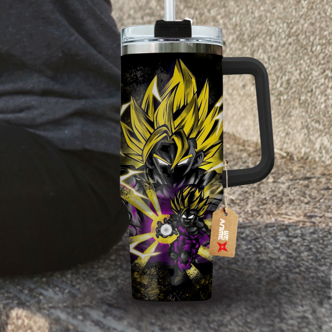Gohan Teen Super Saiyan Dragon Ball Anime Custom Stanley Quencher 40Oz Stainless Steel Tumbler With Handle - Image 4