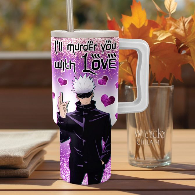 Gojo Satoru Jujutsu Kaisen Anime Custom Stanley Quencher 40Oz Stainless Steel Tumbler With Handle - Image 2