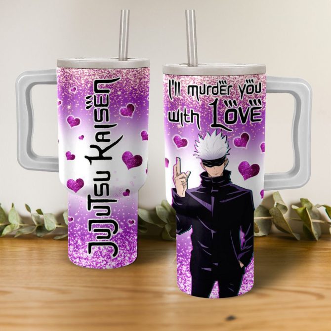 Gojo Satoru Jujutsu Kaisen Anime Custom Stanley Quencher 40Oz Stainless Steel Tumbler With Handle