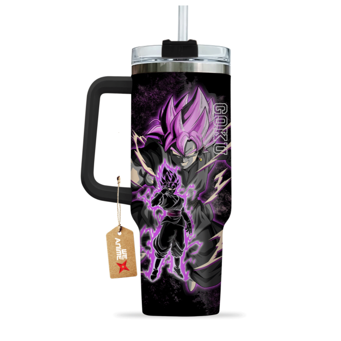 Goku Black Super Saiyan Rose Dragon Ball Anime Custom Stanley Quencher 40Oz Stainless Steel Tumbler With Handle - Image 2