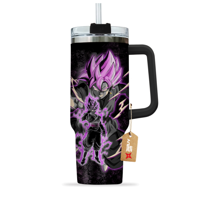 Goku Black Super Saiyan Rose Dragon Ball Anime Custom Stanley Quencher 40Oz Stainless Steel Tumbler With Handle - Image 3