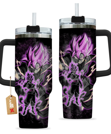Goku Black Super Saiyan Rose Dragon Ball Anime Custom Stanley Quencher 40Oz Stainless Steel Tumbler With Handle