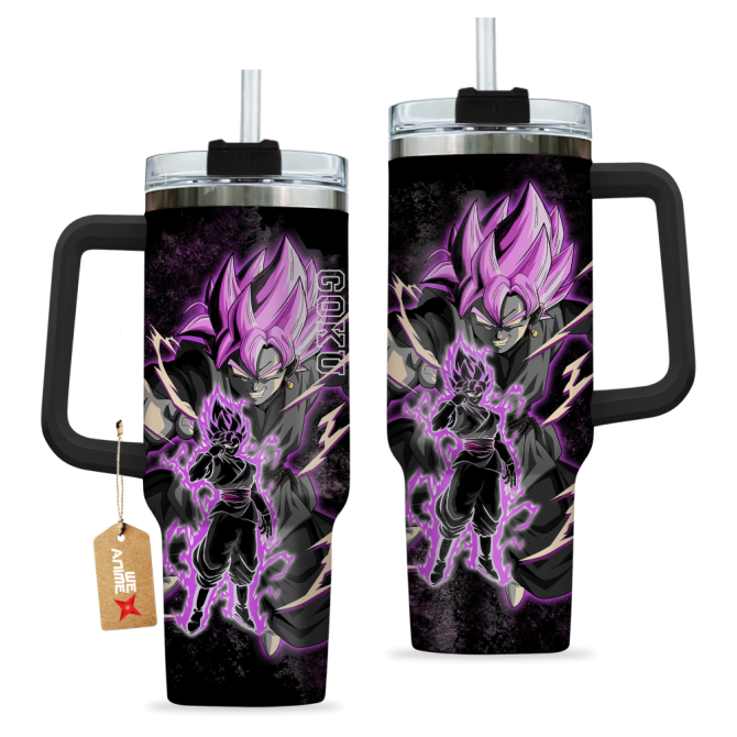 Goku Black Super Saiyan Rose Dragon Ball Anime Custom Stanley Quencher 40Oz Stainless Steel Tumbler With Handle